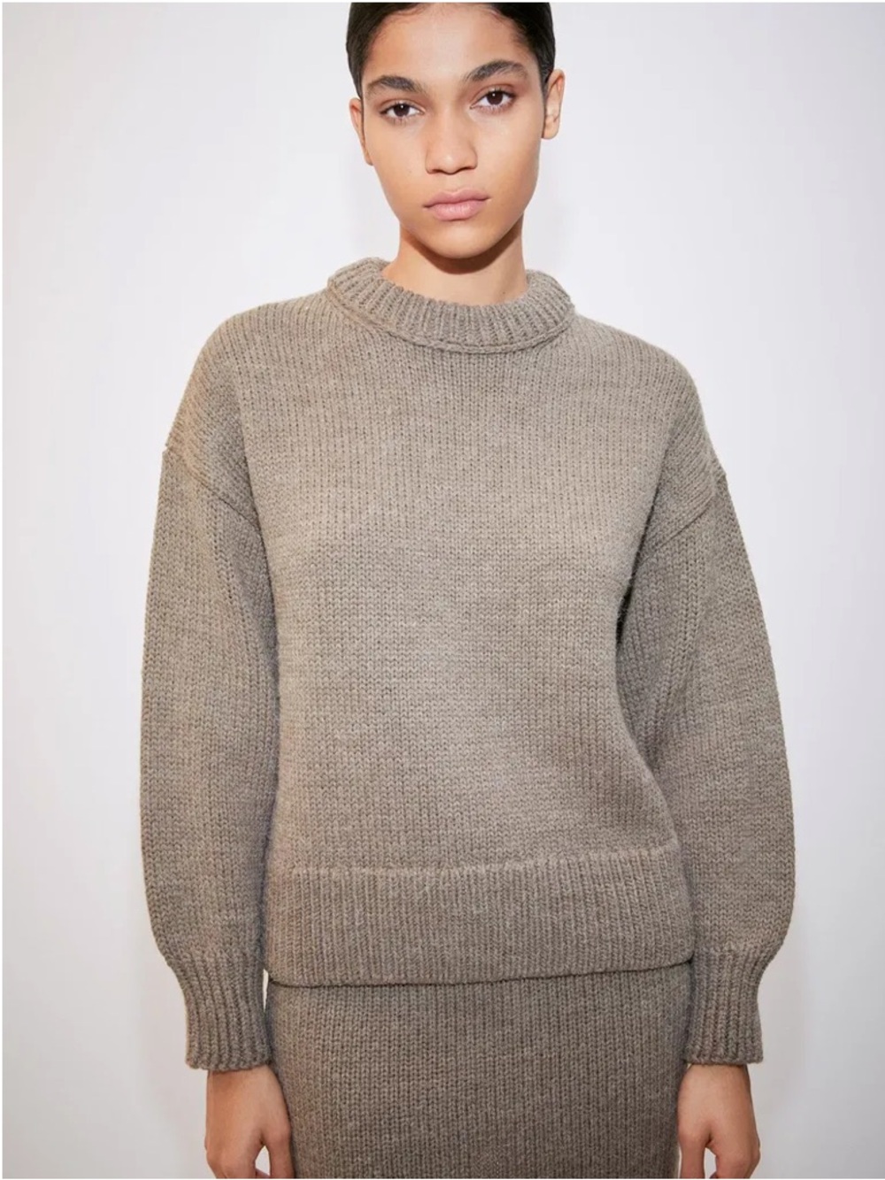 Mango Puffed Sleeve Wool Blend Sweater